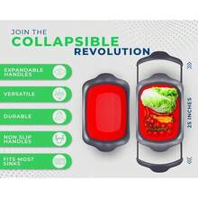 XL Large Kitchen Strainer By  - Collapsible  Over-The-Sink Colander With Extendable Handles - Use With Pasta, Fruit, Berries & Veggie - 6 Quart - Red - Xám - Xem 3