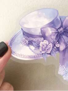 50张透明紫色美学贴纸 少女蝴蝶结贴纸 紫色派对礼品手工用品 PET乙烯基贴纸 - 彩色 - 查看 5