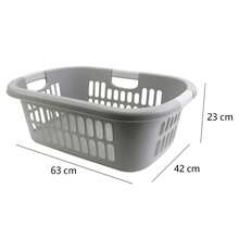 Nice Life Plastic Laundry Basket 63cm, Large Ventilated Clothes Hamper With Handles For Home Bathroom