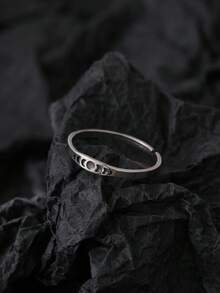 Nooxian 1 pieza Anillo de acero inoxidable con fase lunar que brilla en la oscuridad, para mujer, brilla después de cargarse, no brilla sin cargarse - Plateado - Ver 6