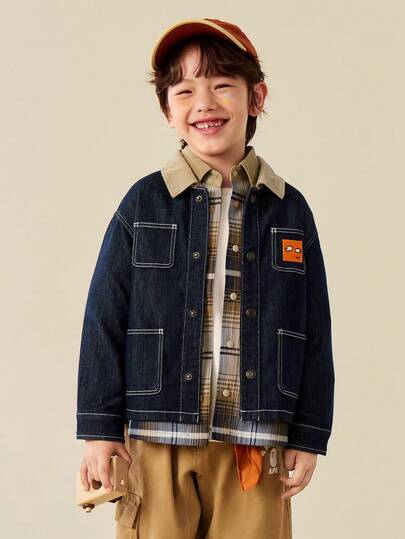 mini bala 男童柔软牛仔夹克，色牢度高，舒适时尚外套