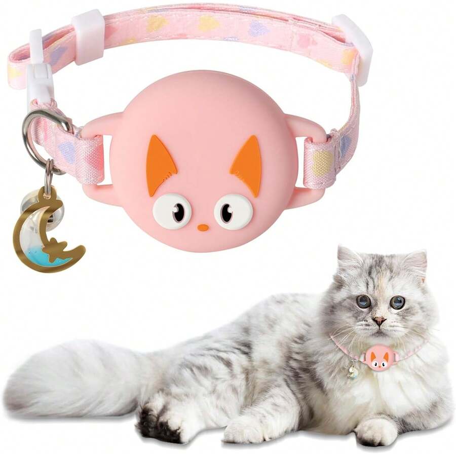Genérico Airtag Collar para Gato, Collar Reflectante Airtag para Gatos, Collar de posicionamiento, Ultra elástico GPS para Gatos, Diseño Reflectante, Ligero y portátil (Rosa - S-Verde - Ver 1