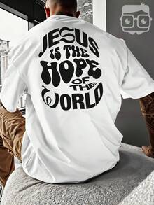 Oversized Streetwear T-Shirt Jesus Yeshua Christian Print REF 3253 VEST NERD - White - View 1