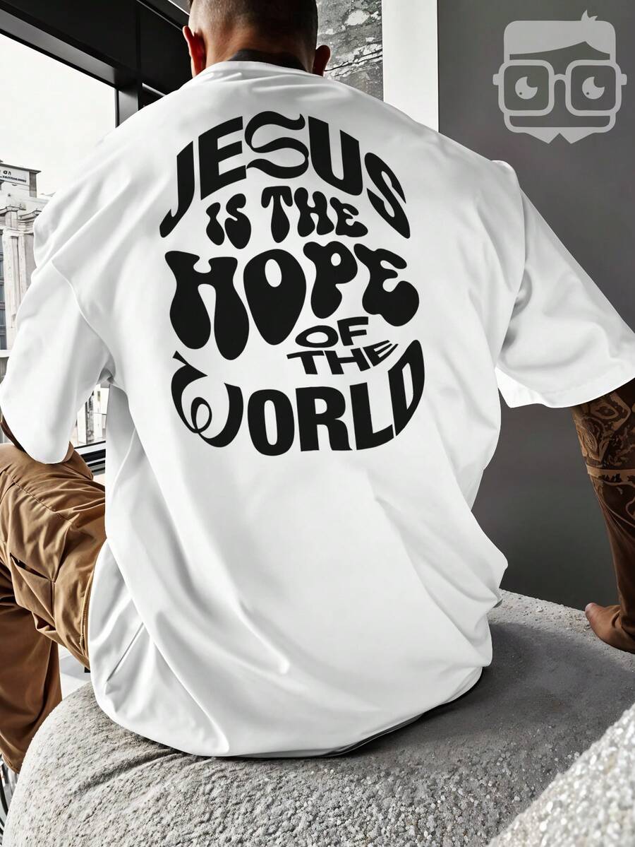 Oversized Streetwear T-Shirt Jesus Yeshua Christian Print REF 3253 VEST NERD - White - View 1