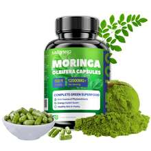 MEGNETA Moringa Capsules - 12000mg Pure Moringa Powder, Rich In Antioxidant, Energy, Light Beige Health, Gut Health, Immune, 60 Capsules - One bottle - Trial stage - 查看 9