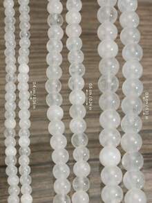 4毫米/6毫米/8毫米抛光天然透明石英散珠，适用于项链、耳环、手链等首饰制作-38厘米（45颗-100颗） - 白色 - 查看 12