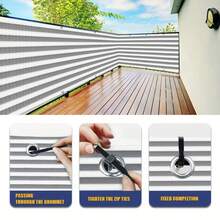 [Balcony Sunshade Net]This Sunshade Net, Made Of Lightweight Mesh Material And Equipped With A Simple Installation Fastener System, Can Be Adjusted To Any Angle As Needed. This Multi-Functional Outdoor Sunshade Net Is Not Only A Practical Plant Sunshade Net But Also Can Be Flexibly Transformed Into A Privacy Fence Screen. It Is Suitable For Balcony Spaces Of Various Sizes, Allowing The Balcony Space To Be Fully Utilized.