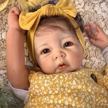 Muñeca Reborn Luca de 20 pulgadas, hecha a mano con vinilo realista, ojos abiertos, Body de tela, cabello implantado, juguete de colección y compañía, regalo de cumpleaños o Navidad (incluye chupete, biberón y pañal de estilo/color aleatorio) - Amarillo - Ver 7