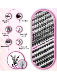 Individual False Eyelash Set, Mixed Pack 30D/40D/50D, Includes Glue And Tweezers, High Quality, Elegant, Portable, Large Capacity, Practical And Modern, Ideal For Business Trips, Vacations And Dates. - 320個 - 查看 4