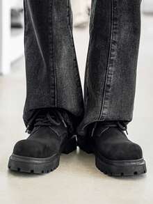 Men's New Comfortable, Casual, Fashionable, Handsome Outdoor Casual Shoes, Formal Shoes, Leather Shoes - 黑色 - 查看 3