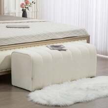 Homcom Modern Bedroom Bench, Upholstered Bench With Wooden Frame, Load Capacity Up To 220 Kg, Footrest - White - View 5