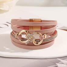 1PC Fashion Multi-Layer PU Leather Leopard Print Bracelet For Women Wireless Symbol Geometric Bangle Jewelry For Daily Wear - 12-3623 Xanh lá cây - Xem 9