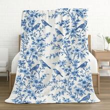 Blue And White Throw Blanket, Soft Blanket 60"X50", Washable Country French Design, For Home Blue And White Decor Spring, Summer, Fall, And Parties, Perfect Birthday Christmas Mother's Day Gift Size 70x140cm/27.56x55.12 In - 彩色 - 查看 6