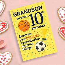 بطاقة تهنئة عيد ميلاد بموضوع رياضي مع مغلف (11 سم * 16 سم) - تصميم "اسع لتحقيق أحلامك"، مشهد كرة السلة وكرة القدم، مثالية للهواة الرياضيين والأحباء، مناسبة لاحتفالات وإنجازات أعياد الميلاد، بطاقة عيد ميلاد رياضية | بطاقة تحفيزية | بطاقة تهنئة ورقية