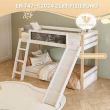 Children's Bunk Bed With Slide And Stairs, Sturdy Wood And Particleboard Frame, Safety Rails On All 4 Sides, Ec-Certified 747, Compatible With 90*200 And 90*190 Cm Mattresses, Easy Assembly - White - View 2