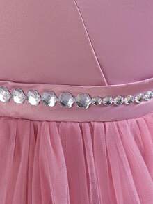 女童无袖长款公主裙，带大蝴蝶结，适合生日、T台、婚礼、派对、表演（请参考产品详情中的尺码表选择尺码）