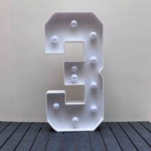 1Set 73cm Height Numeric KT Board, Numbers 0-9 Set For Birthday Party, Anniversary Party, Anniversary Decoration Background, Warm Yellow Light LED Decor - Batteries Not Included - White - View 14