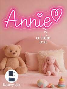 Letrero de neón personalizado, letrero de neón navideño personalizado para decoración del hogar, luz de neón LED con batería con nombre para decoración de pared, regalo para el Día de San Valentín, cumpleaños, luz de noche para dormitorio y decoración del hogar - caja de bateria - Ver 3