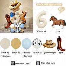 33Pcs Cowboy Horse Theme Party Cow Printed Balloon Cowboy Christmas Party Decor Hat Cowboy Boots Balloon Set Cowboy Tribe Theme Birthday Party Decor 2026 New Year Party Decoration Game Nights, Gifts & Reward Boxes - 彩色 - 查看 6