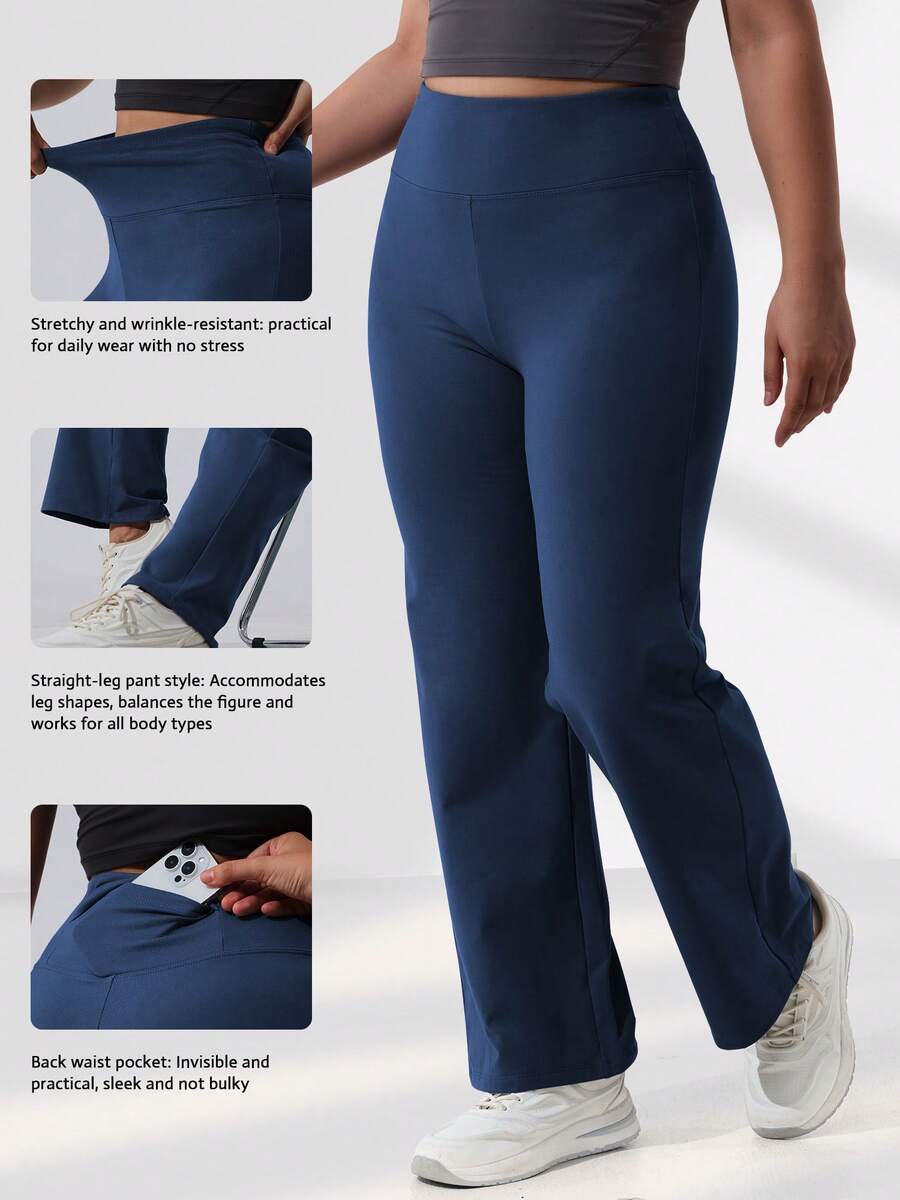 Plus Size Warm Thick Women Yoga Pants, Wide Leg Comfortable Loose Straight Casual Jogging Sports Leggings, Multi-Pocket Warm Women Trousers