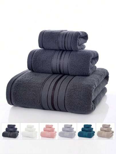 3pcs Set (Blue) Premium 100% Cotton Double-Sides Terry Plush Soft Bath Towels, Face Towels, Square Towels, Multiple Colors And Sizes Available, Wearable Towels, Body Wrap, Household For Couples, Adults, Quick Dry, Water Absorbent, Suitable For Home, Hotel, Bathroom, Party, Swimming Pool, Picnic, All Season Use, Bathroom Decor, Presents, Gifts