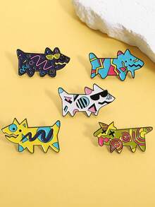 1 set de 2/5 piezas de broches artísticos con diseños de grafiti, animales, colores personalizados, perros geométricos, accesorios creativos para ropa, bolsas, adecuados para equipaje, bolsas, chaquetas, zapatos, sombreros