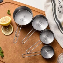 4/8pcs Stainless Steel Measuring Cups And Spoons Set, Graduated Measurement Tools Set, Stackable Measuring Cups, Seasoning Measuring Spoons, For Dry And Liquid Ingredients, Baking And Cooking Kitchen Tools - Multicolor - View 2