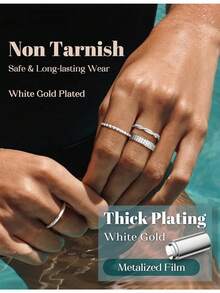 Milacolato Non Tarnish Gold Silver Stackable Rings For Women - 14K Gold Plated Waterproof Stacking Thin Chunky Bands Cubic Zirconia Thumb Ring Set 2-4mm  Statement Promise Engagement Rings Size 5-10 - Vàng - Xem 10