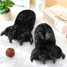 Soft Unisex Claw Slippers 55-11 Size Funny Animal Paw Home Warm Shoes For Winter Halloween Christmas GiftsChristmas - 黑色 - 查看 3