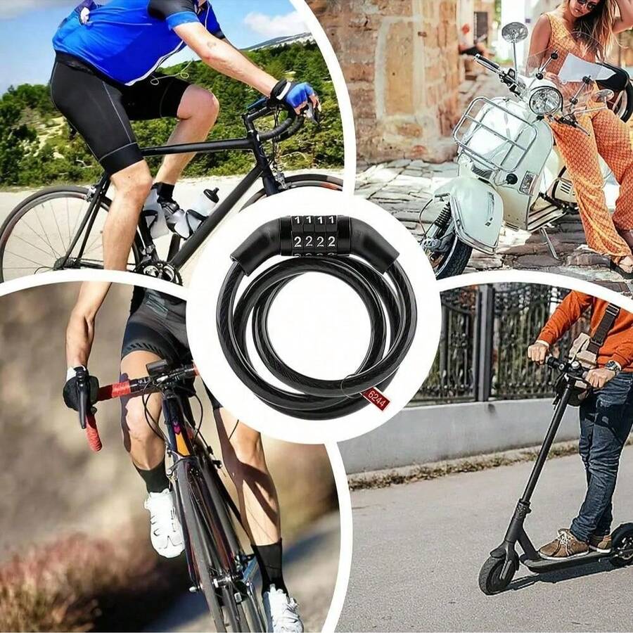 1pc This Multi-Purpose Mini Combination Lock Features A Heavy-Duty Cable, Ideal For Securing Bikes, Scooters, Mopeds, And Other Gear. The 4-Digit Combination Offers Customizable, Keyless Security, While The Durable Cable Resists Cutting And Tampering. - Multicolor - View 1