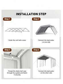 Techigher Carport Replacement Canopy Cover, Garage Tent Shelter Tarp, Heavy-Duty Waterproof & UV Protected, Easy Installation (Frame Not Included) - White - View 6