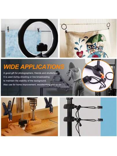 Shooting Background Clamp/Elastic Photo Clip Set, Suitable For Photography And Video Studios, Photo Backgrounds, And Woodworking Clamps, Made Of Durable ABS Material With Strong Clamping Force, Used For Securing Photography Backdrops/Background Stand Accessories - Photography Accessories