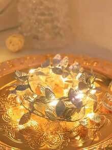 1pc 2M/3M/5M/10M Golden Simulation Leaf LED String Lights For Decoration, 2m20 Lights Decorated With Simulated Golden Leaves, Ideal For Gift Packaging, New Year Gifts, Wedding Dessert Tables, Cake Decoration, Birthday Parties, Festive Decoration String Lights (Batteries Not Included),