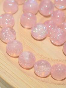 50颗8/10/12毫米粉色彩虹珠 - 合成圆形珠子，带有彩虹闪光，适合制作珠宝、手链、项链 - 母亲节DIY手工材料，珠宝制作珠子 - 粉色 - 查看 4