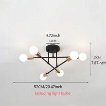 1 st taklampa i metall, minimalistisk modern ljuskrona med flera huvuden för sovrum, hall, arbetsrum, foajé (exklusive glödlampa)