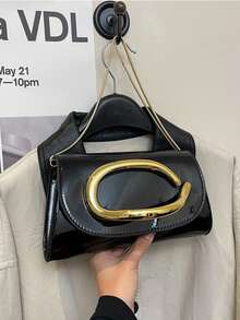 Tas Clutch Modis dan Serbaguna, Warna Kontras, Cocok untuk Perjalanan Sehari-hari dan Pesta Malam - Hitam - View 8