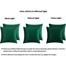 Velvet Decorative Throw Pillow Covers Cushion Cover Pillow Case For Sofa Couch Bed ChairSoft Square Dark Green Throw Pillows 18x18 Inch Set Of 2 - Xanh lá đậm + 18" x 18" (Gói 2 cái) - Xem 6