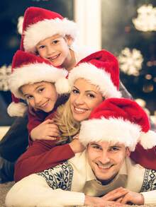 1pc Children Classic Christmas Hat, Velvet Santa Claus Hat For Boys Girls New Year Holiday Party