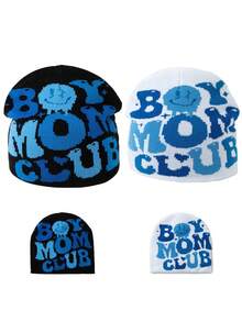 1pc Jacquard Knit Beanie, Casual Skull Pattern Acrylic Warm Hat, Fashion Streetwear Ski Cap, Sports Cycling Skiing Hat, Couple Hats, Holiday Gift Men Winter Head