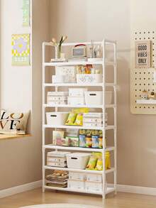 Modern Black & White Multi-Layer Storage Rack, Available In 7/6/5/4 Tiers, Effectively Organizes Household Clutter And Daily Essentials, Layered Storage, Neat And Orderly, Easy To Disassemble, Space-Saving - Multicolor - View 18