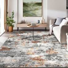 Techigher Abstract Runner Rug, Modern Abstract Floor Carpet, Washable Non Slip Low Pile Kitchen Printed Runner For Hall Kitchen Bedroom - Orange Gray - View 9