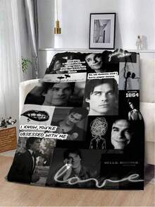 Damon Salvatore  Printed Blanket Picnic Blankets Warm Blanket Soft And Comfortable Blanket Home Travel Gift - Black - View 1