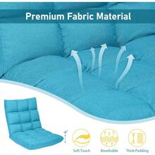 Peacock Blue Folding Gaming Chair, Adjustable 14 - Position Floor Sofa With Back Support, Alloy Steel Frame, Lazy Sofa Lounge Playing, Reading, Meditating, Recliner Adults,