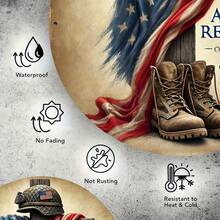 2D Flat, 1 Piece Retro Patriotic "Always Remember Our Heroes" Aluminum Metal Sign.8x7.8inch - Home, Garden, Bar And Coffee Shop Wall-Mounted Military Tribute Decoration, American Flag Decoration, Cross Silhouette Design, Home Decoration, Retro Style, Durable Material, Home Decorator, 2D Flat - 彩色 - 查看 7