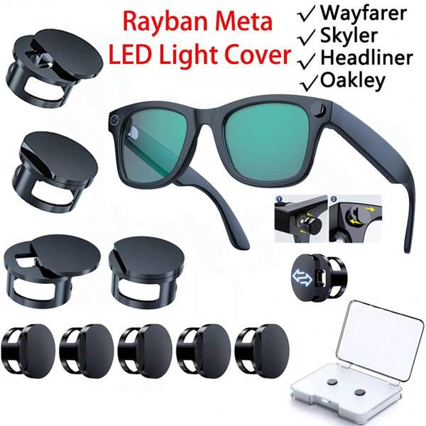 2Pcs Light Blocking Sticker Compatible With R-Ayban Meta Oak-Ley/Wayfarer/Skyler/Headliner Glasses Camera Light Cover