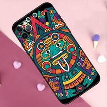 Funda de teléfono con diseño de calendario maya y piedra nativa compatible con iPhone 13, 14, 15, 16 Pro Max Plus, 11, 12 Pro Max, 7, 8, X, XS, XR, 12, 13 Mini, así como con Galaxy S17, S17 Pro y S17 Pro Max - A855 - Ver 9