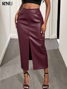 RNU 这款酒红色PU皮拉链A字裙，优雅百搭，是春夏外出、派对、聚会的理想之选。这款时尚优雅的裙子不仅适合日常休闲穿着，也适合情人节约会、狂欢节派对、新年庆祝活动等场合。它同样也是女士休闲装、新年装和冬季服装的完美之选。 - 酒紅色 - 查看 3