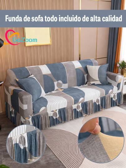 1/2/3 Plazas Elástico Completo de Cubre Sofa Funda para Sillón - estampado de patchwork y bloque de color asimétrico, protector de sofá elástico a prueba de polvo para todas las estaciones, apto para la decoración del hogar en la sala de estar, Protege de Manchas y Desgaste, Ideal para Mascotas,sala, dormitorio, cuatro estaciones,sofá con banda elástica, lavable en máquina, lavable a mano