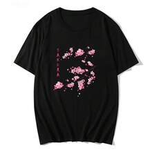 2026 Camiseta de Flor de Cerezo Sakura Japonesa Ropa de Verano para Mujeres Top Casual Ropa Cómoda Camisetas Gráficas para Mujeres - Negro - Ver 11