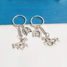 Men's Creative Keychain, Vintage Alloy Horse Head Keychain Gifts For Mother, Father, Graduation, And Teacher - Multicolor New-4 - View 8